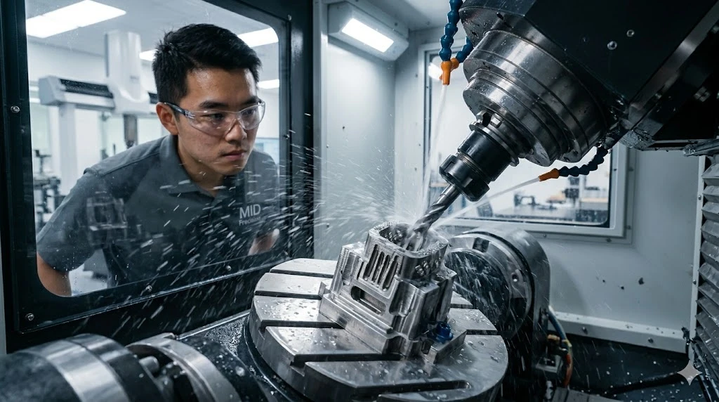 Simultaneous 5-axis CNC machining of a complex titanium spinal cage component